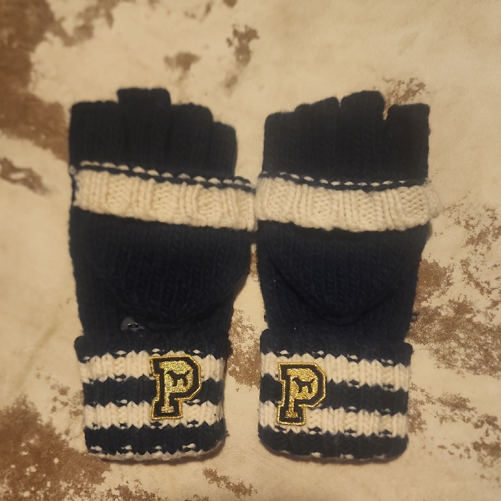 Y2K Pink VS Fingerless Gloves With Finger Cover. Size: OS
